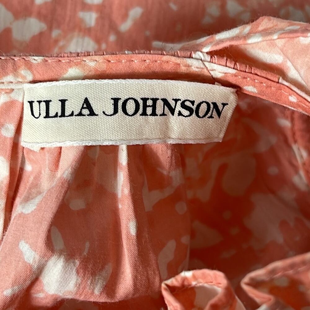 Ulla Johnson Blouse Top Abstract Print Ruffle Sleeve Orange Size 0 - Picture 7 of 9